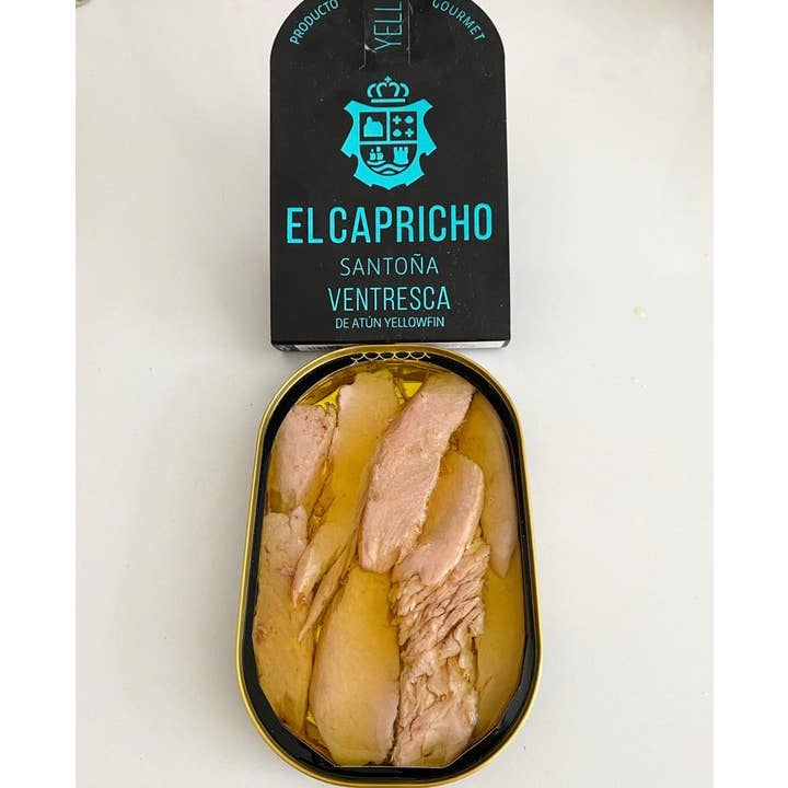 Spanish Colmado by Ibericos USA - Wholesale Tinned Fish - Yellowfin tuna Belly In EVOO115 gr. El Capricho.