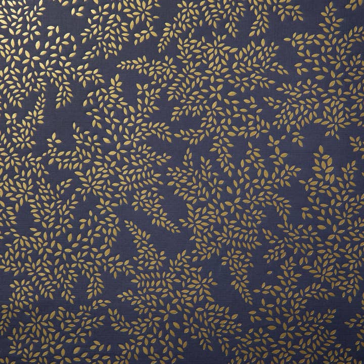 Sara Miller Gift Flat Wrap Paper Leaves Foil Navy for wholesale by Penny Kennedy Ltd