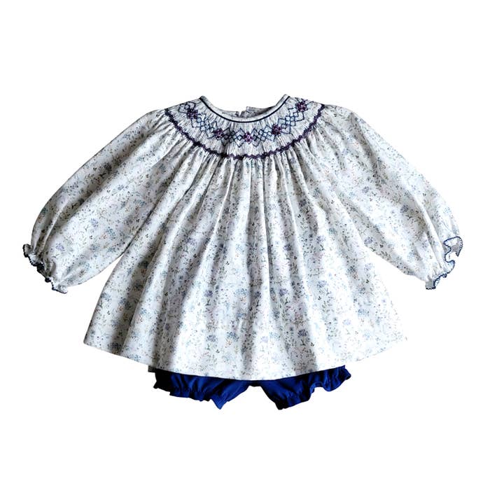 Marco and Lizzy - Wholesale Dress - Kids - Mia - Long sleeve Fall floral girl hand Smocked Bishop