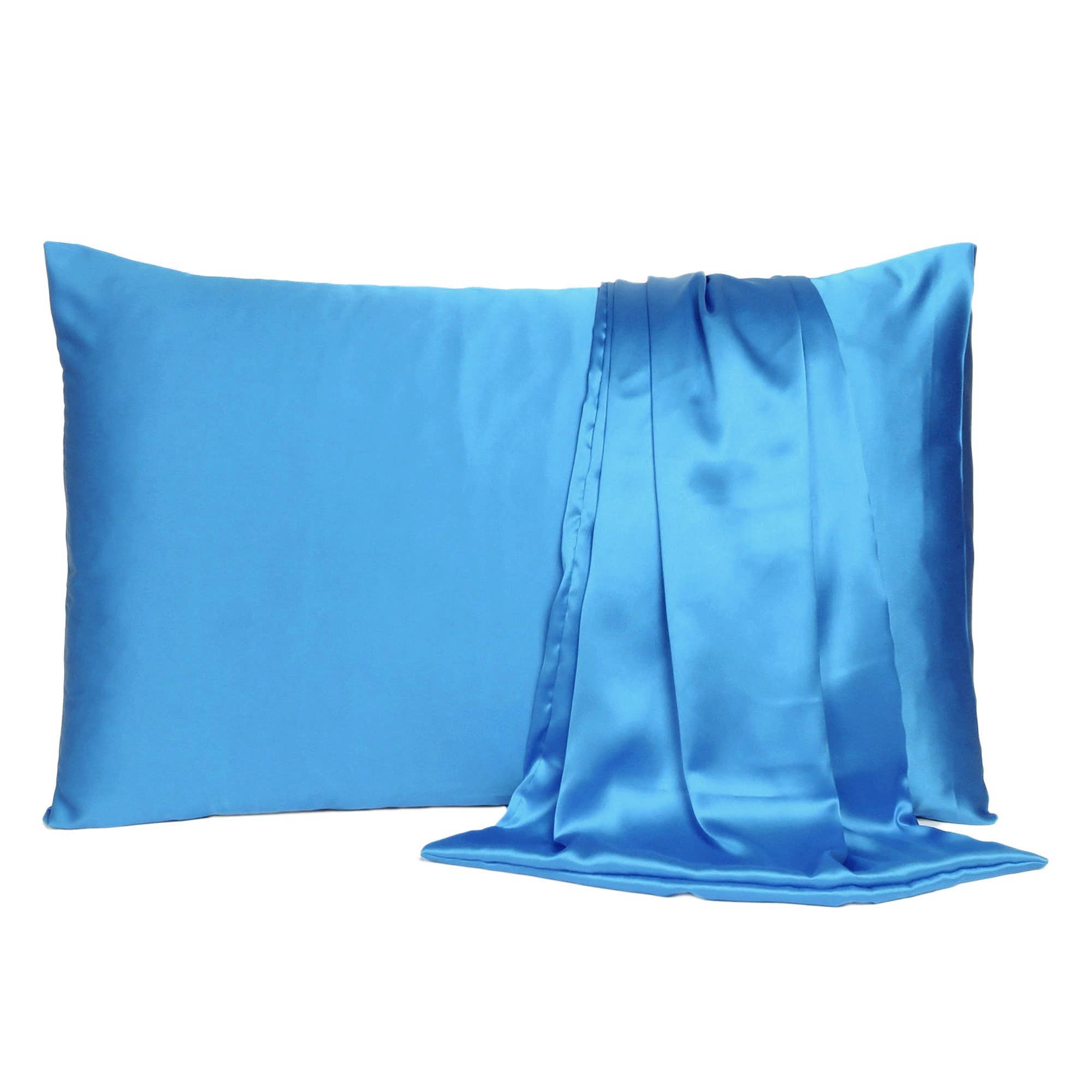 HomeRoots – wholesale Bedding set – Set of Two Bright Blue Dreamy Silky Satin King Pillowcases0