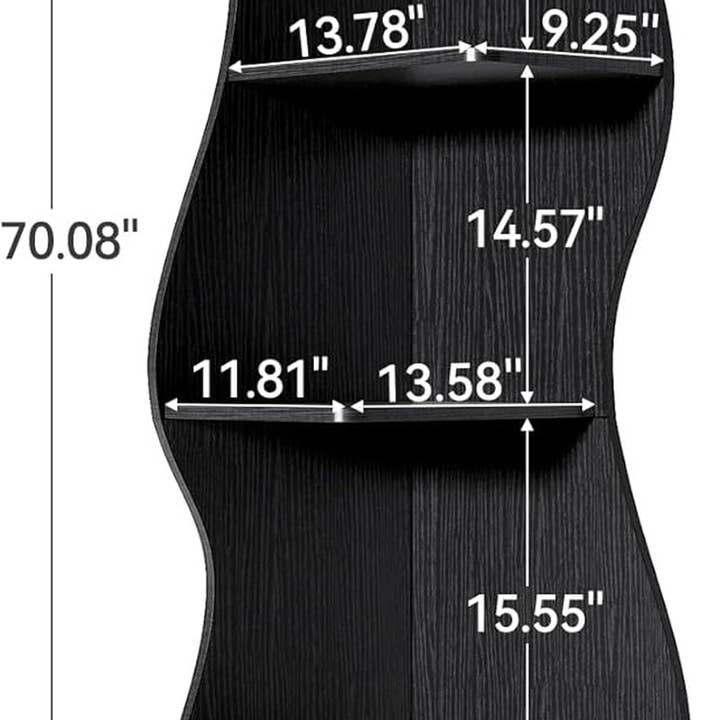 Black White 5 Tier Corner Shelf Wall Bookcase For Small Spaces for wholesale on Faire2