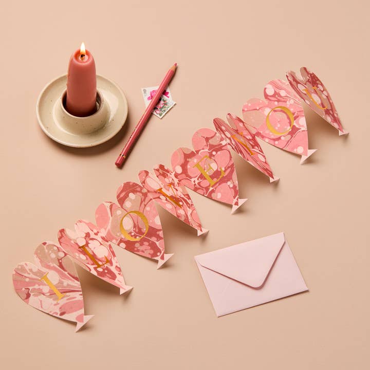 Heart Concertina 'I Love You' Mini Card for wholesale by Wanderlust Paper Co