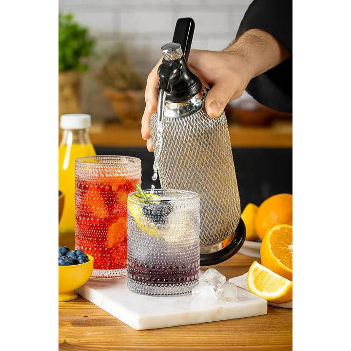 The Wine Savant / Khen Glassware - Wholesale Cocktail/Liquor Glass - Hobnail Drinking Glasses with Straws |Clear Colors |Set of 65