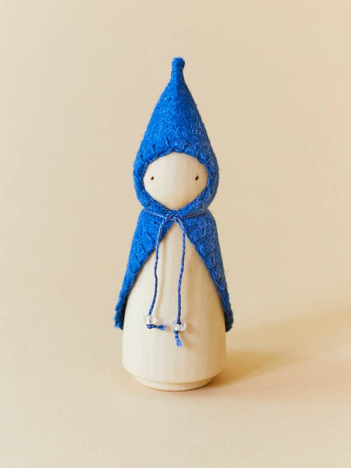 Blue Wooden Gnome for wholesale by Wonderheart