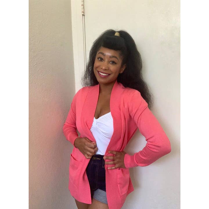 Mak - Wholesale Cardigan - Women's - Long Sleeve Open Front Knit Shrug w/ Pocket Cardigan MK8558Y8