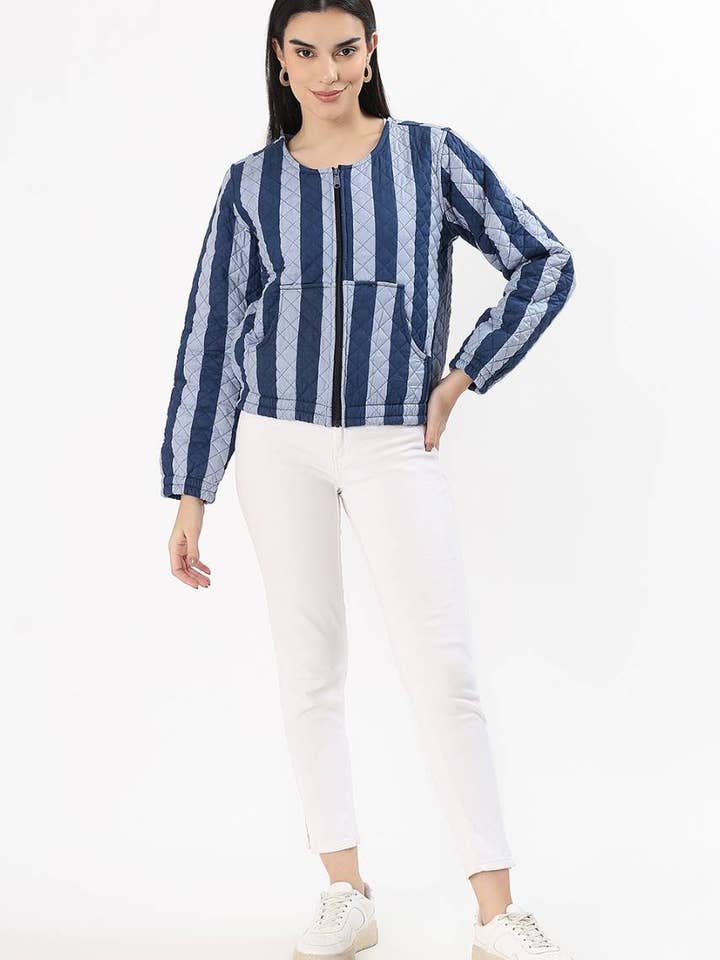 Hi Handmade - Wholesale Jacket – Women's - Cara Cotton Quilted Jacket - Blue7