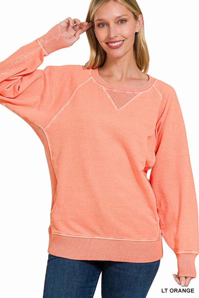 42POPS - Wholesale Sweatshirt - Women's - `.Washed French Terry Pullover With Side Pockets46