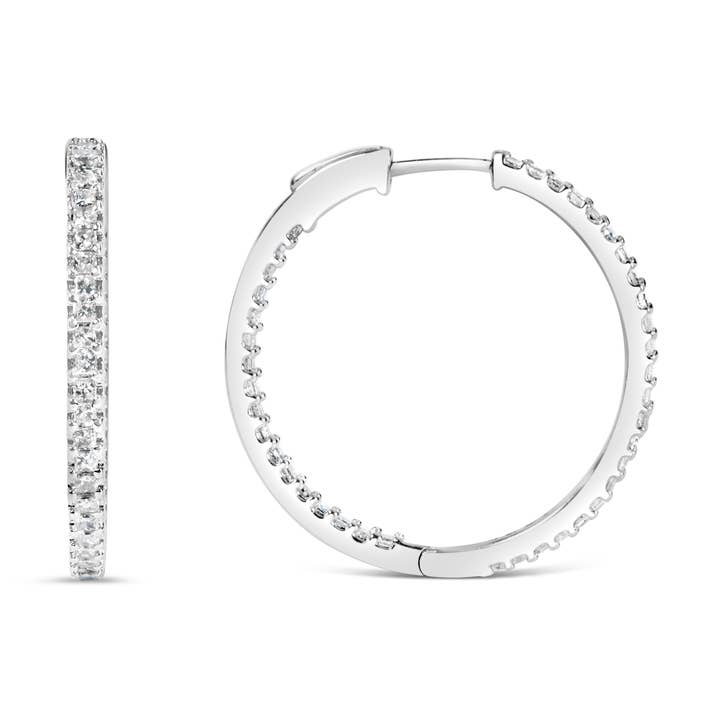 14K Gold 1.0 Cttw Princess Diamond Inside Out Hoop Earrings for wholesale by Infinite Jewels