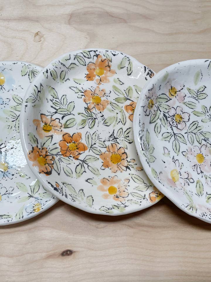 Vintage Floral Ceramic Plate in 3 Color Ways for wholesale by By Bianca Rae