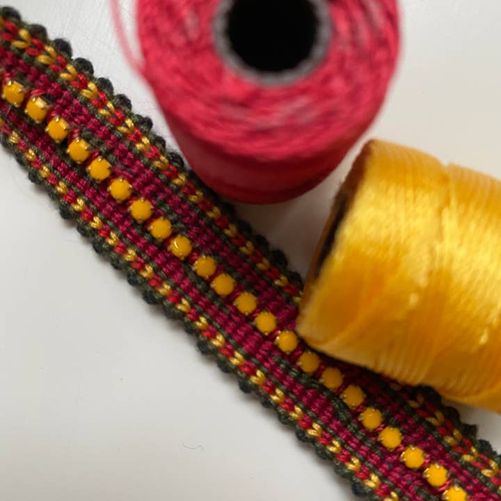 Tezeè - Wholesale Beaded Bracelet - Ikat fabric bracelet with rhinestones