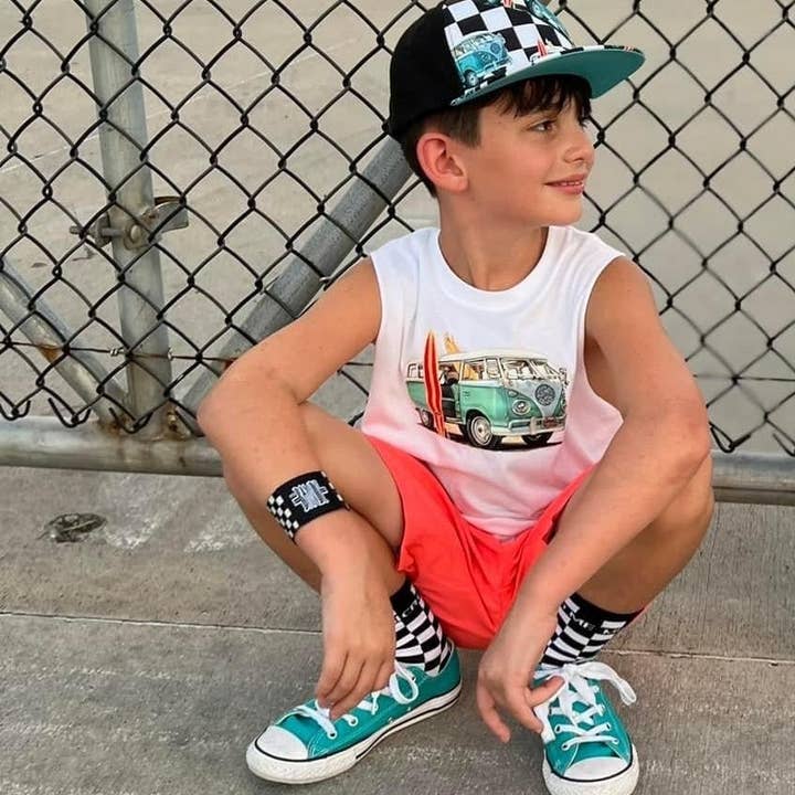 Retro Surf Bus Tank, White (Infant, Toddler, Youth, Adult) for wholesale by Micro Me