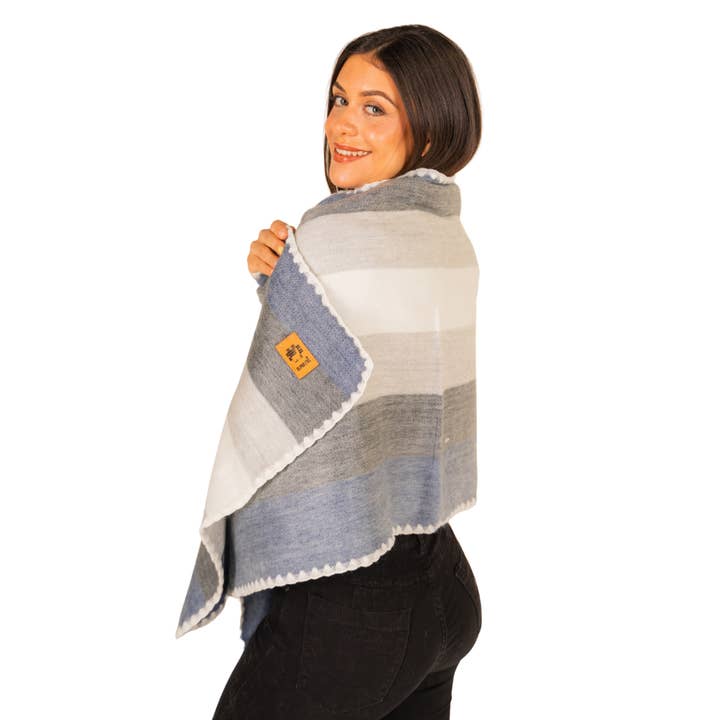 Alpaca Shawl or Scarf 70% Alpaca Cozy Shawl (Gray) 80'x22' for wholesale by Alpakitas