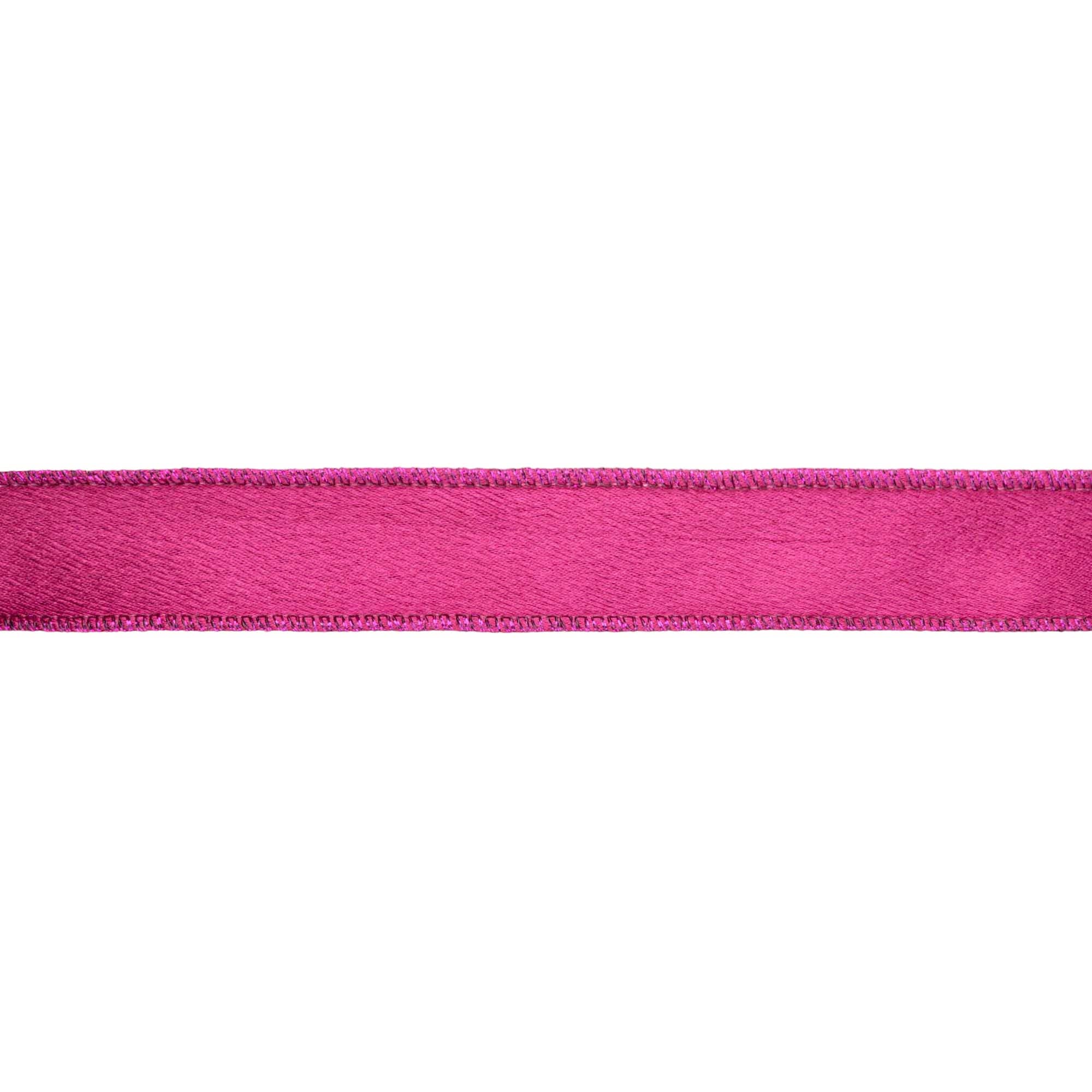 LA Ribbons Wholesale – wholesale Ribbon – Gift wrapping – 1" Wired Shimmer Satin Ribbon | Fushia with Fushia Backing | 10 Yard Roll2