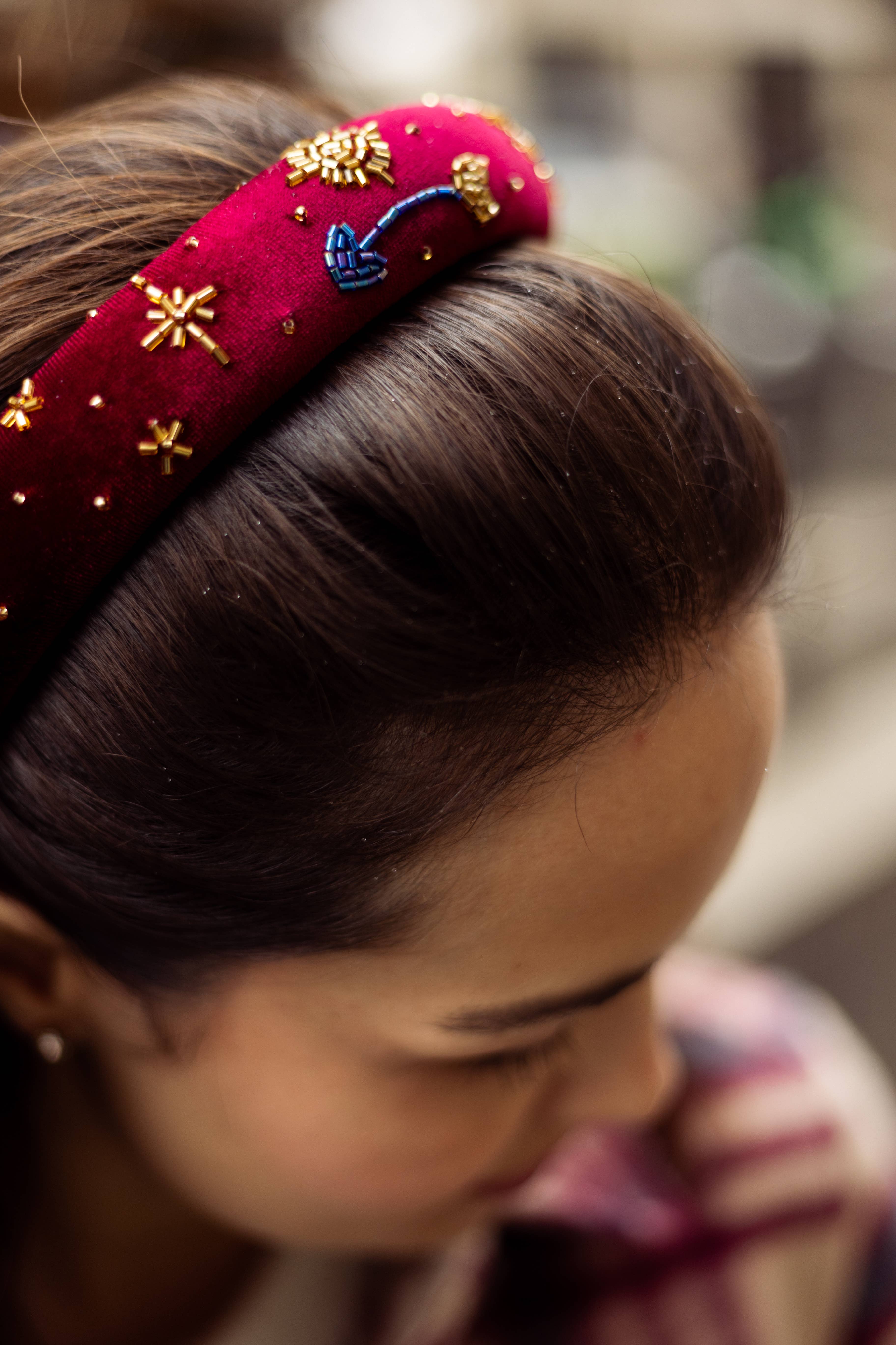 TEJALIK - Vente Bandeau – femme - Sherazade Headband Bordeaux1