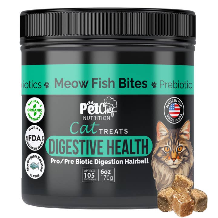 Pet Chef Cat Meow Bites Probiotics Digestive & Hairball for wholesale by Global Private Brands