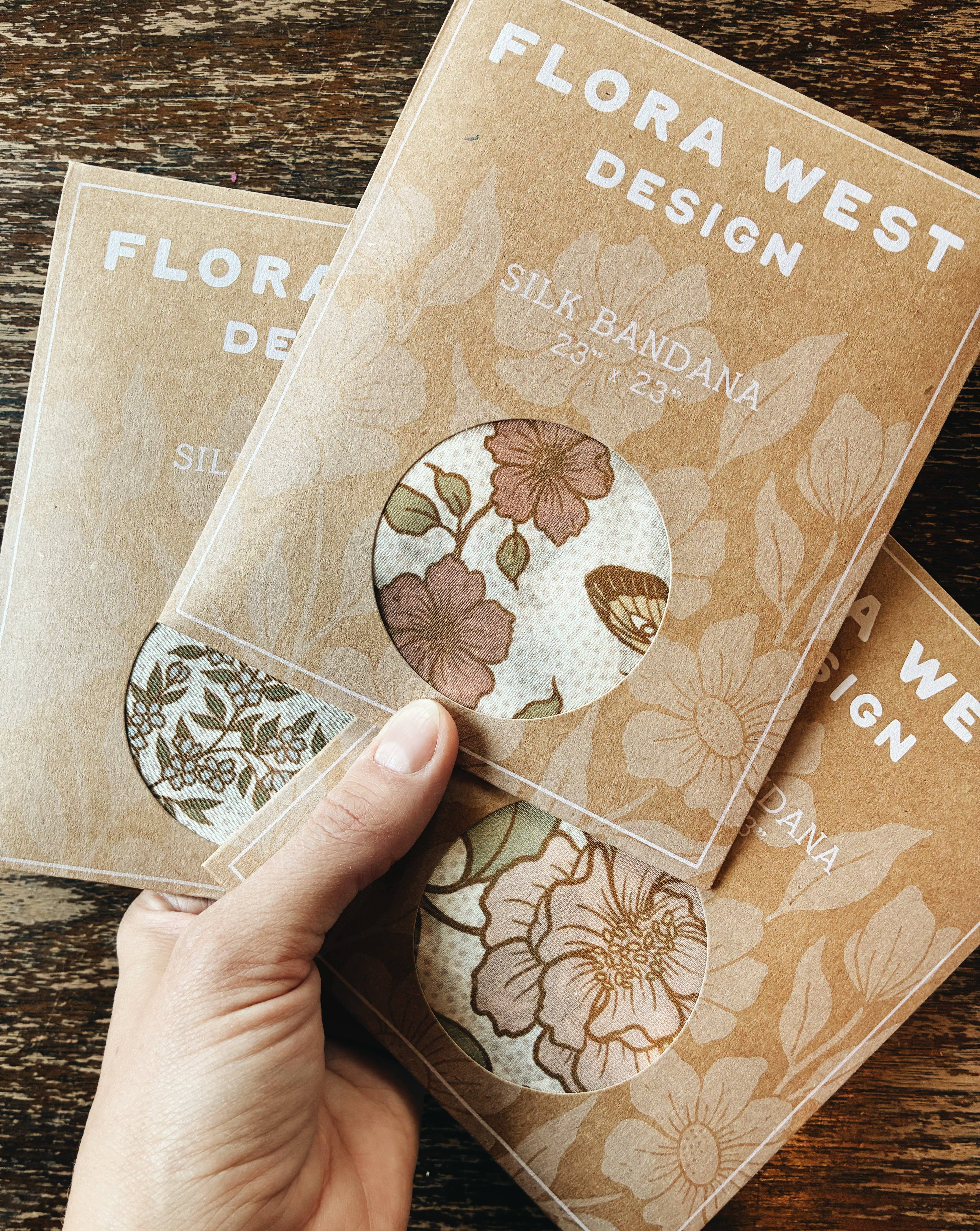 Flora West Design - Wholesale Bandana - Women's - 100% Silk Bandana Western Floral & Butterfly  – 23” Square6