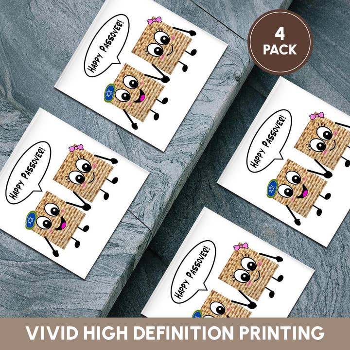 3dRose - Wholesale Coasters - 3dRose, Happy Passover - Cute smiling Matzah cartoon - Happy Smiling Matzot for Pesach - Jewish Holiday gift, Coaster