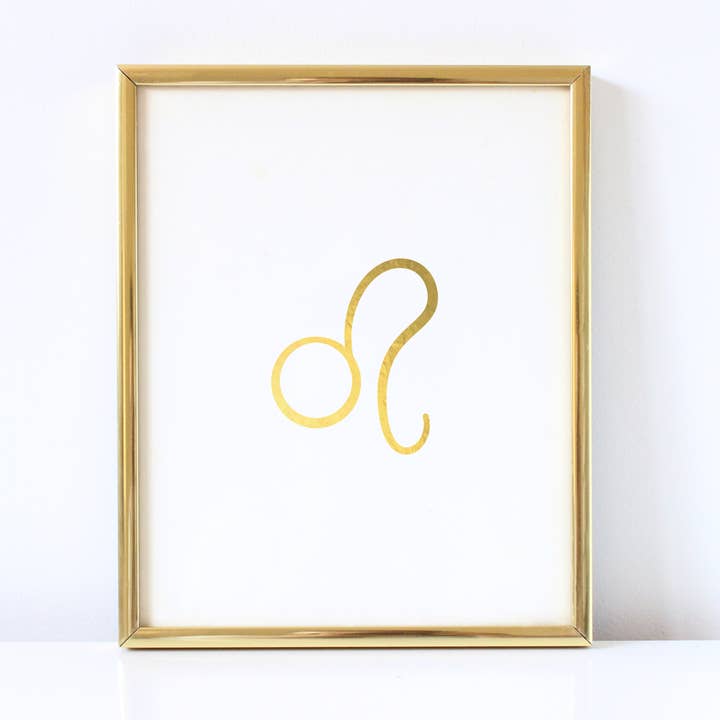 Impressão em folha dourada do signo do zodíaco Leo por atacado de Tori Kraut Designs