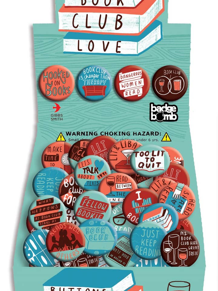 Book Club Love Button Box - filled counter display for wholesale by Gibbs Smith