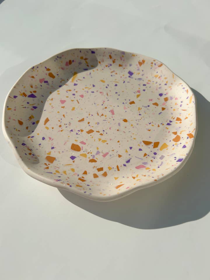 Spring Tone Wavy Terrazzo Tray, Orange Purple Pink Terrazzo for wholesale by Coast By Madison