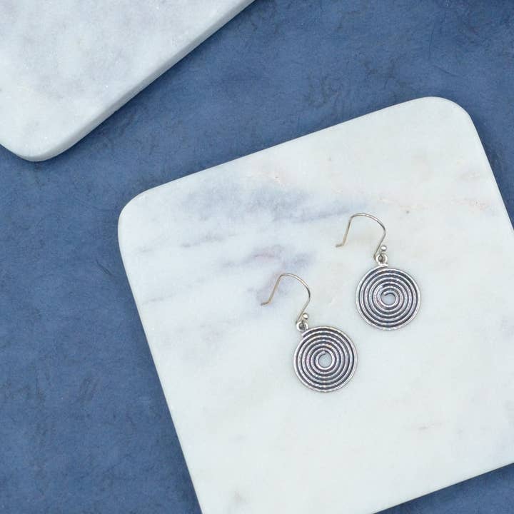 Didi Bahini - Wholesale Dangle Earrings - Silver Spiral Earrings