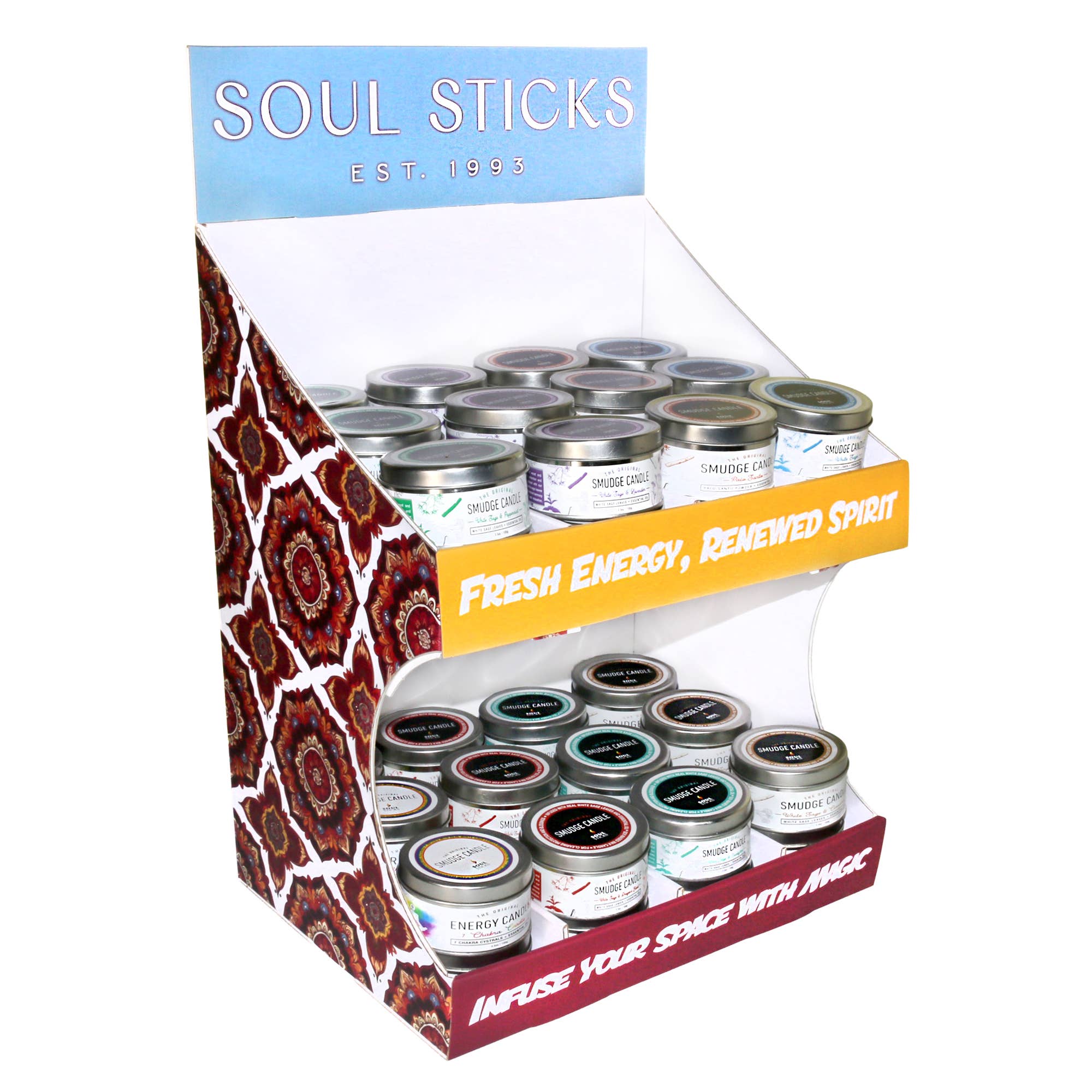 Designs by Deekay Inc. - Wholesale Retailer Display - Home & Living - Smudge Candles Countertop Display Unit (CDUs)2