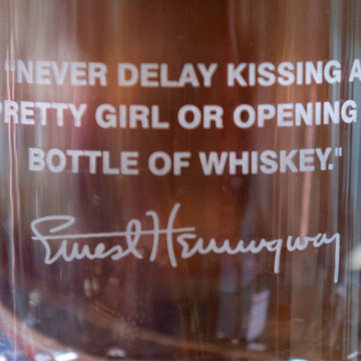 A to Z Imaging and Design - Wholesale Cocktail/Liquor Glass - Ernest Hemingway Quote Glass