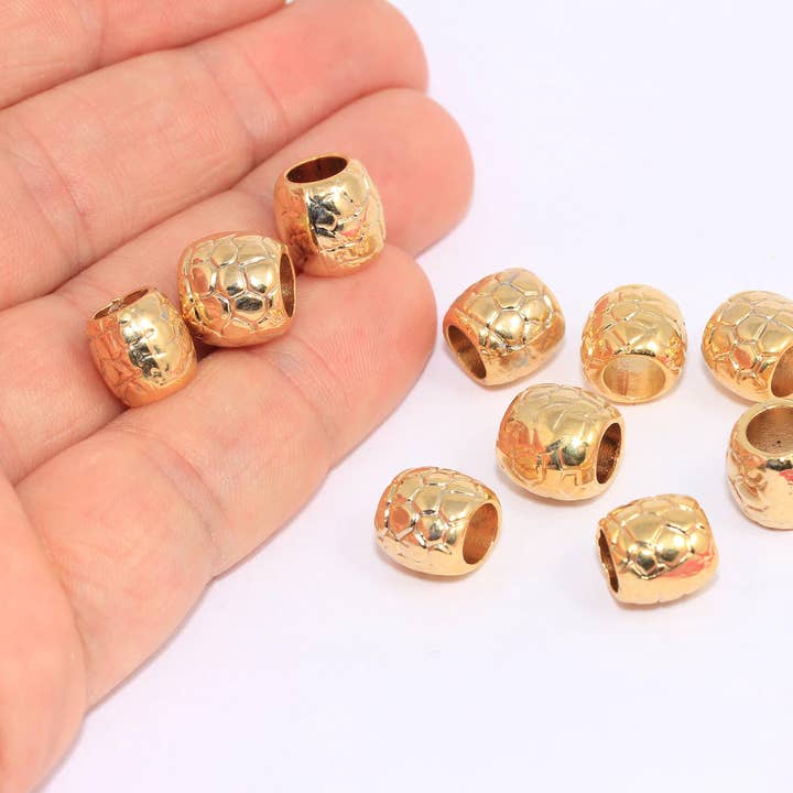 Perles intercalaires ovales texturées en or brillant 24k 10x11mm, BRT152 pour la vente par QueenJewelryM