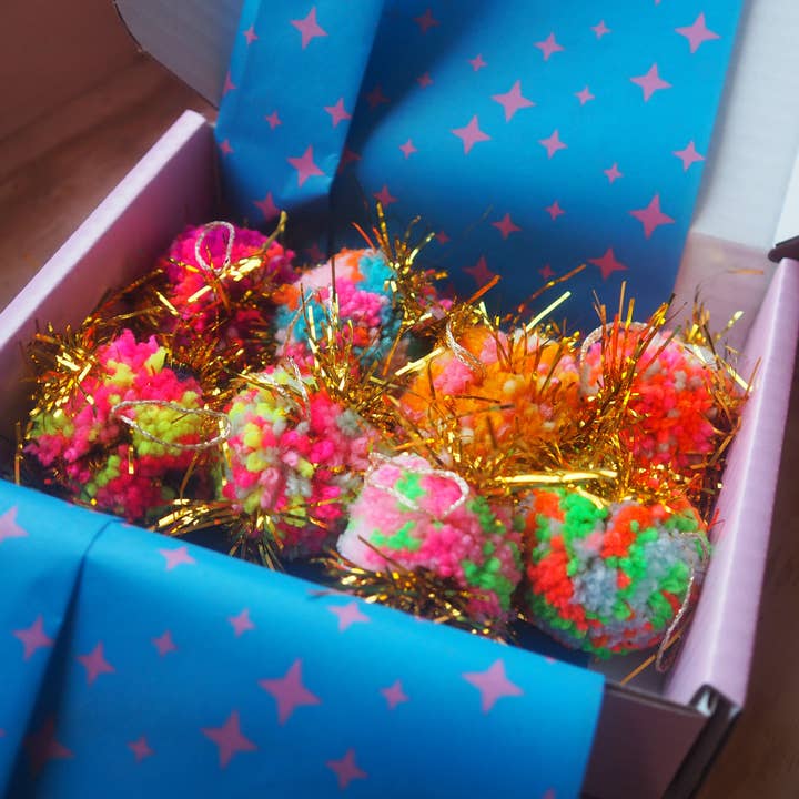 Fat Pom Poms - Wholesale Ornament set - MINI Tinsel Bauble Decorations6