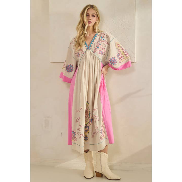 Veveret - Wholesale Dress - Women's - Vintage Embroidery Patch Maxi Dress29