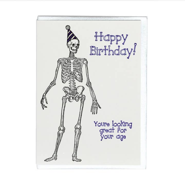 Lady Pilot Letterpress - Wholesale Birthday Card - Skeleton Birthday Greeting Card
