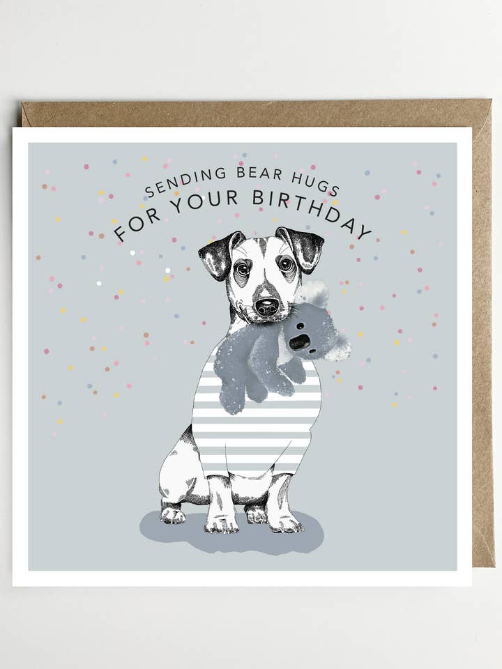 Geburtstagskarte/Grußkarte — Birthday Bear Hug für den Großhandel von Dotty Dog Art