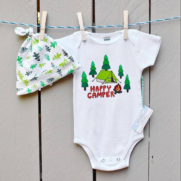 Sunny Day Designs - Wholesale Bodysuit (Non-Footed) - Baby - Happy Camper Organic Cotton Baby Onesie