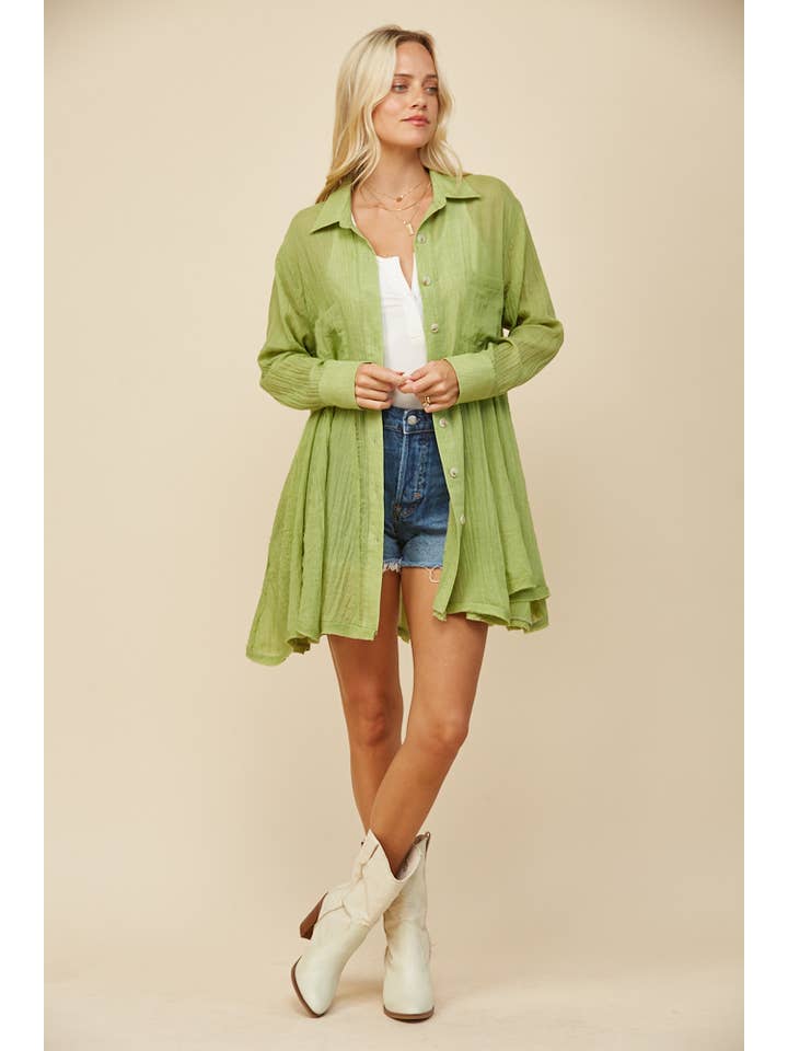 WISTERIA LANE - Vendita all'ingrosso Camicia button down - Donna - CAMICIA A PANNELLI LARGHI IN GARZA 3333 PISTACCHIO6