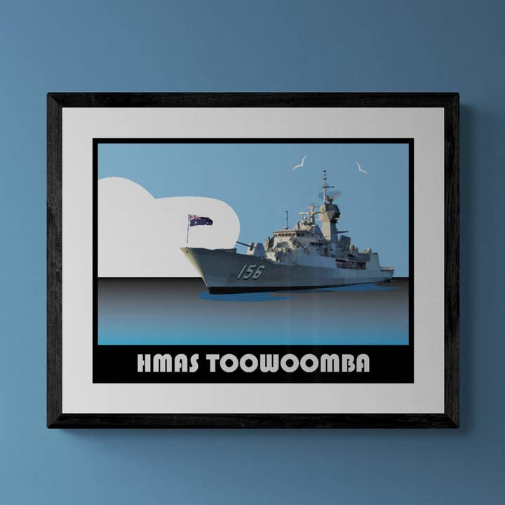 Koninklijke Australische marine: retroprint van fregat uit de Anzac-klasse voor wholesale door Gillian Jones Designs