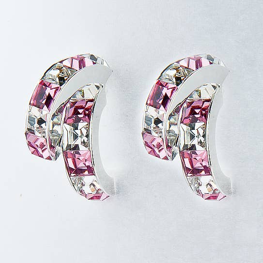 (22221-115) Orecchini a Semicerchio Argento Luce Rosa 2 per la vendita all'ingrosso da parte di Cool Crystals