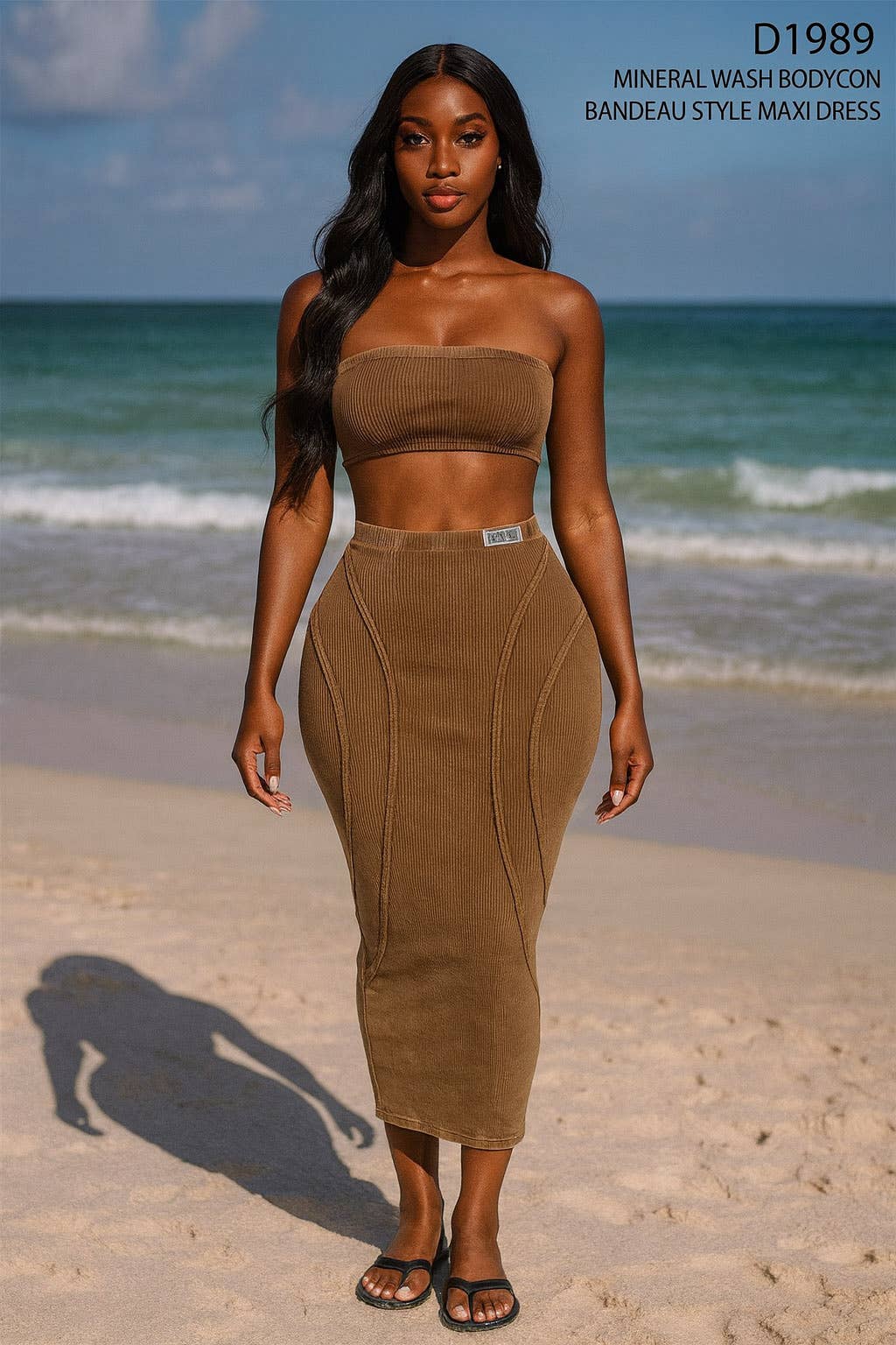 Dalia Studio - Wholesale Dress - Women's - MINERAL WASH BODYCON BANDEAU MAXI DRESS3