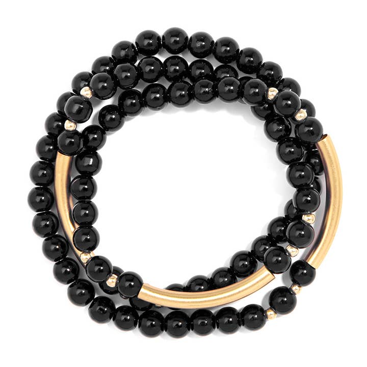 ZENZII Jewelry - Wholesale Beaded Bracelet - Glossy And Gold Beaded Wrap Bracelet Jewelry