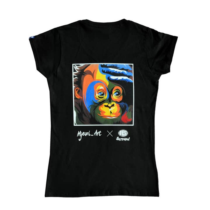 A.S. Africa Monkey Ladies Vneck (Black) for wholesale by Aerosoul Limited