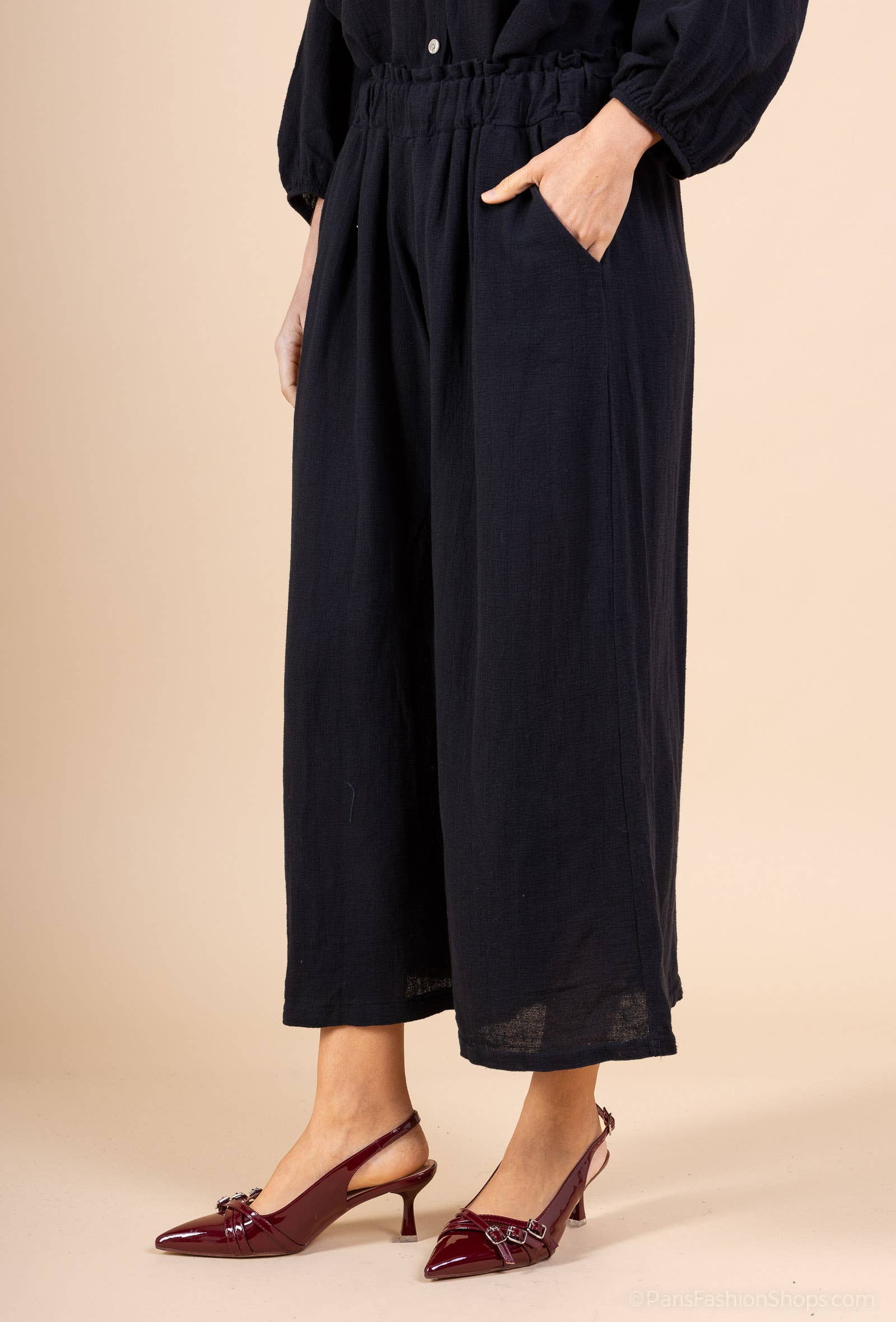 Shyloh - Wholesale Pants - Women's - Mid-length wide pants in cotton linen 2065114