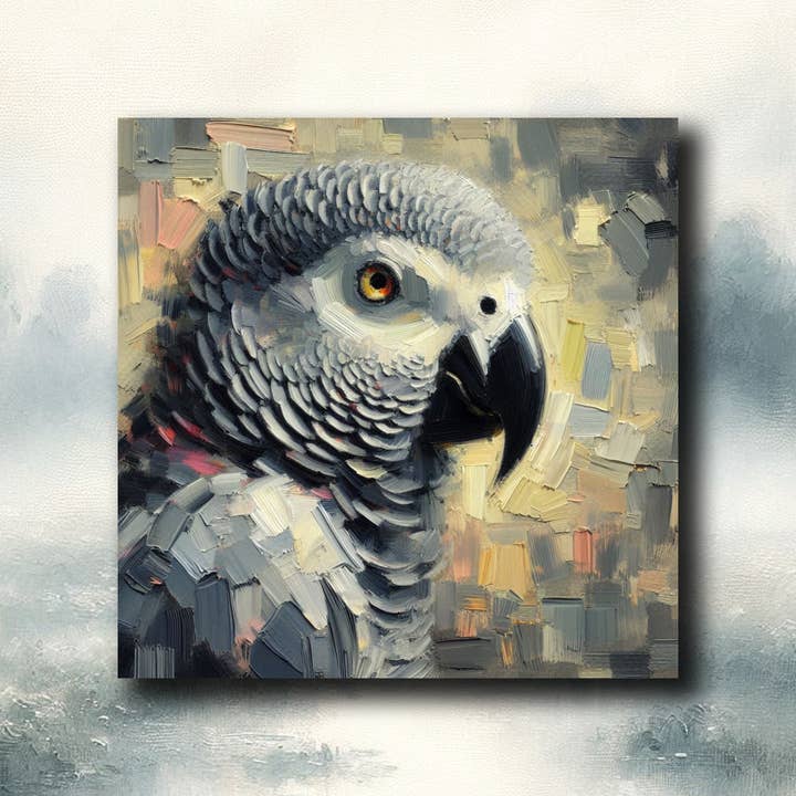 Grey Parrot Fridge Magnet 55x55mm for wholesale by frostedgrey