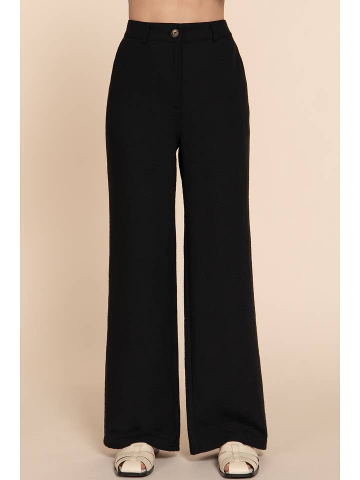 Active Basic | Active USA - Wholesale Pants - Women's - Straight Woven Linen Effect Long Pants7