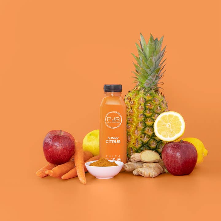 PUR Cold Pressed Juice - Wholesale Wellness Juice/Tonic - SUNNY CITRUS - DAILY JUICE KIT1