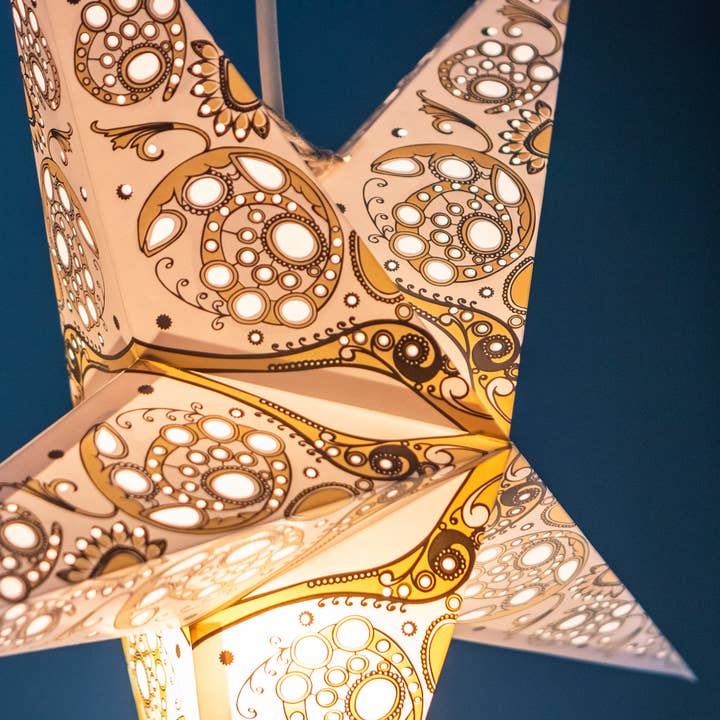 Paper Starlights - Wholesale Paper lantern/lamp - Baby Ivory Lace - Small Paper Star Lantern2