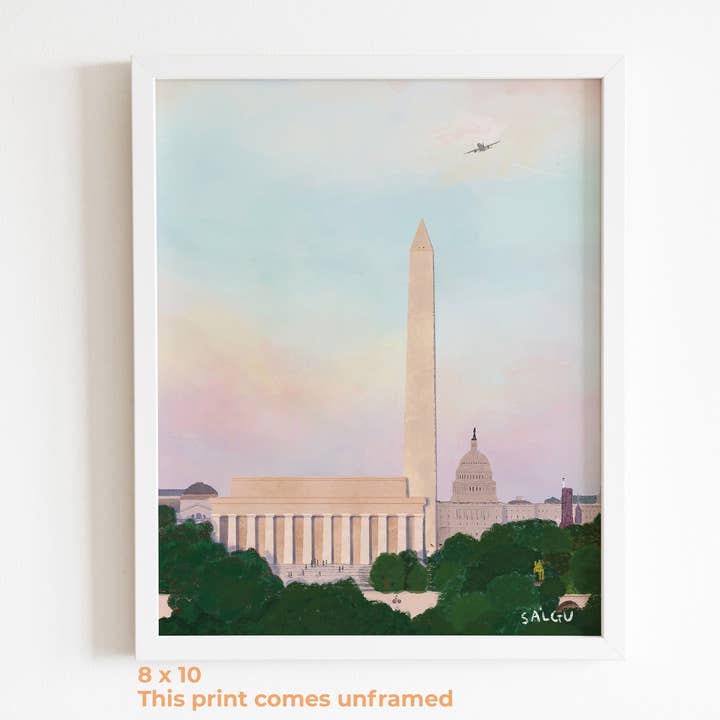 Impression - Lincoln, Monument de Washington et Capitole pour la vente par Salgu