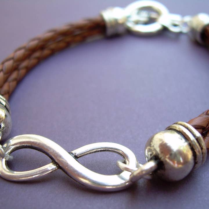 Läderarmband, Infinity Armband, Infinity, Herrarmband, Damarmband, Flätad sadel för wholesale av Urban Survival Gear USA