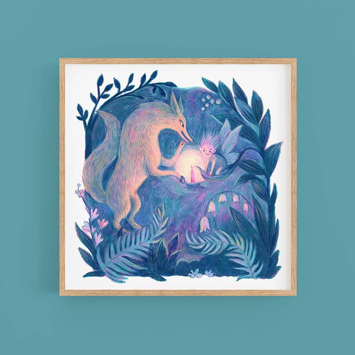 Kunsttryk "Hviskeulv" for engroshandel hos Studio Chamisa