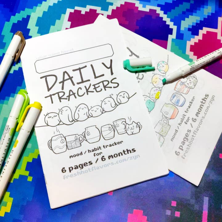 Daily Habit Trackers Zine - Small Coloring Book for wholesale by Fresh Hot Flavors LLC