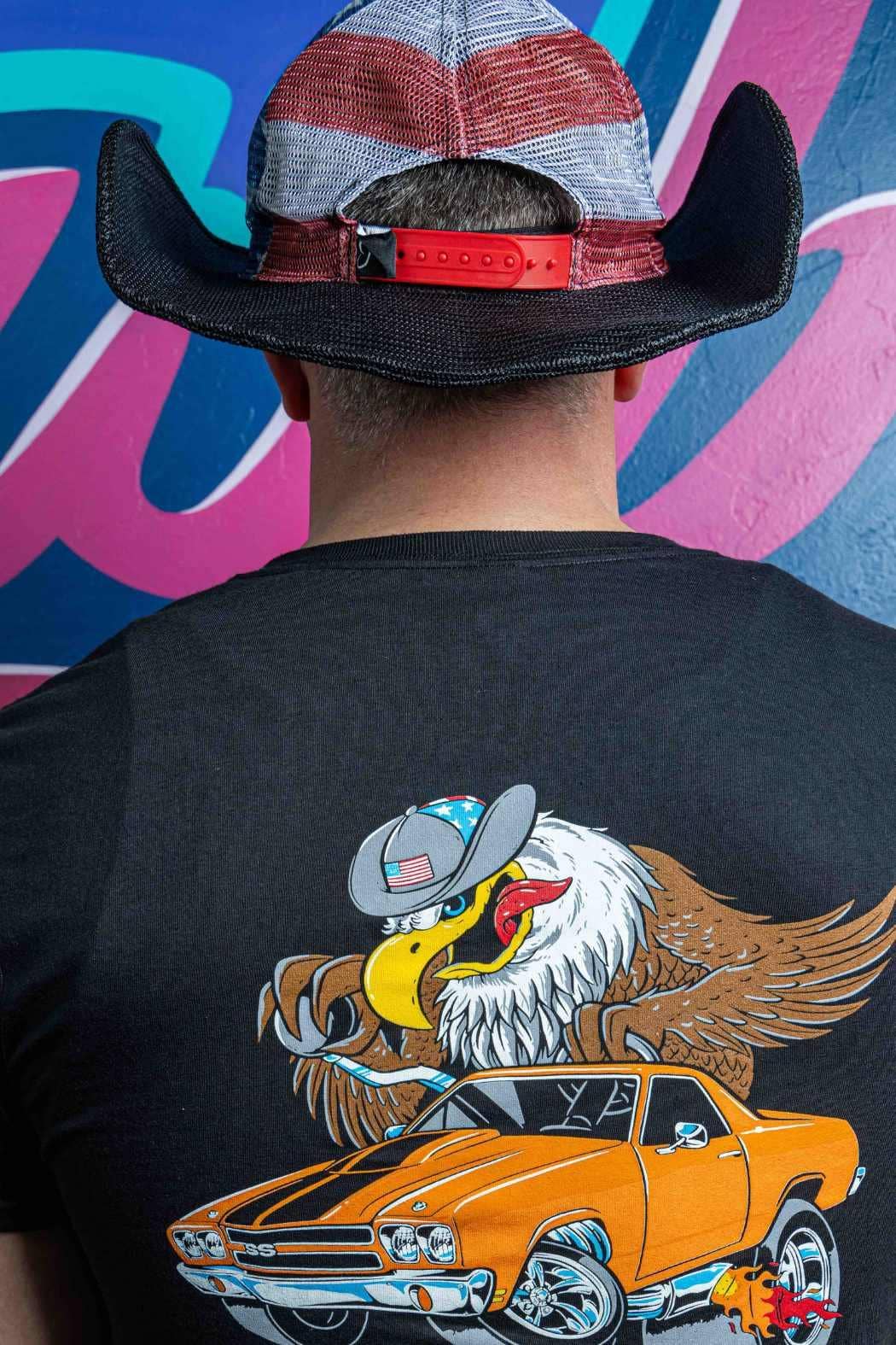 Cowboy Snapback - Wholesale Cowboy Hat - Unisex - BLACK USA MESH COWBOY SNAPBACK: 6 PANEL - BLANK4