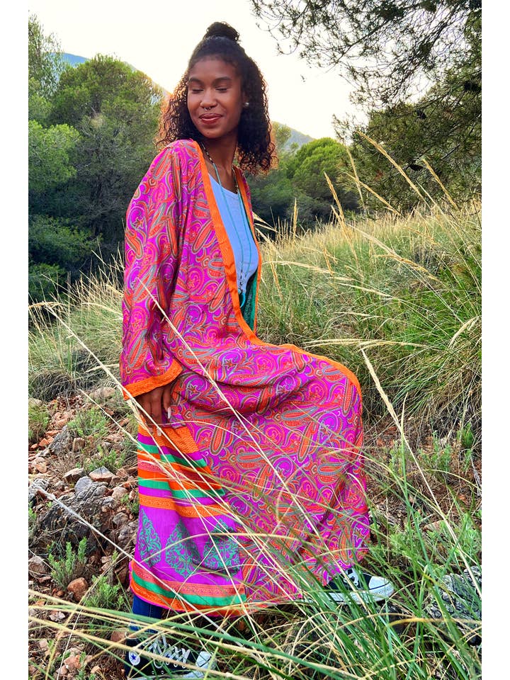 Kinomy – wholesale Kimono – Women's – Varied reversible long kimonos (118 cm) Pack 20, boho.